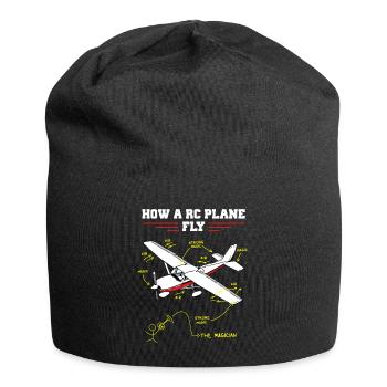 RC Plane Remote Controlled Model Funny Diagram - Jersey Beanie - black - Front