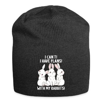 Rabbit i cant i have plans with my rabbits - Jersey Beanie - charcoal grey - Front