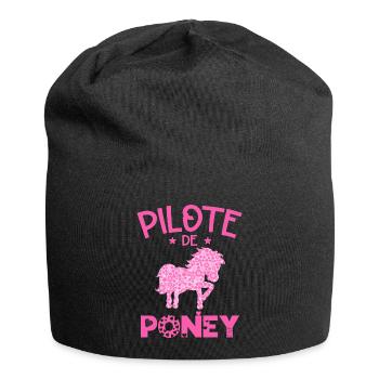 Pilote De Poney Humour Cadeau Équitation Cavalière - Bonnet en jersey - noir - Devant
