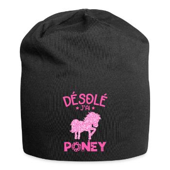 Désolé J'ai Poney Humour Cadeau Cavalière - Bonnet en jersey - noir - Devant