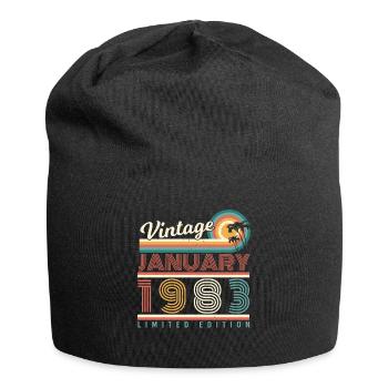 Geboren 1983 Januar Vintage - Jersey-Beanie - Schwarz - Vorne