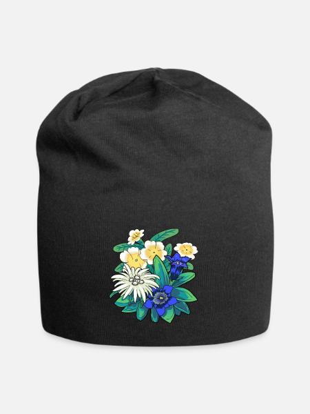 Autriche Fleurs Fleurs Montagnes Montagnes Nature Flore - Bonnet en jersey - noir