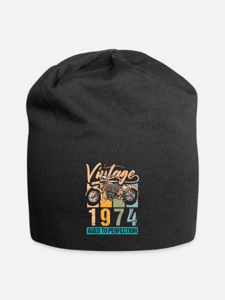 Anniversaire 1974 74 Vintage Biker Vintage Cadeau - Bonnet en jersey - noir