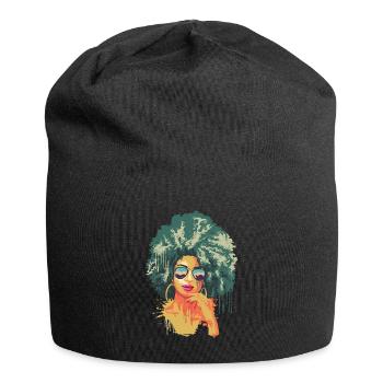 Vintage Retro Art 70's Afro Noir Africain - Bonnet en jersey - noir - Devant