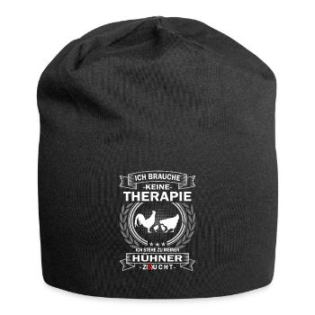 Ich brauche keine Therapie Hühner Bäuerin - Jersey-Beanie - Schwarz - Vorne