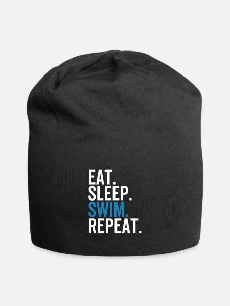 Eat Sleep Swim Repeat - Jersey Beanie - black