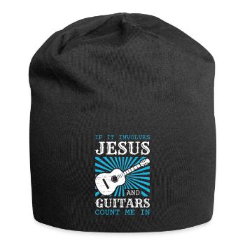 If It Involves Jesus And Guitars Count Me In for - Jersey Beanie - black - Front