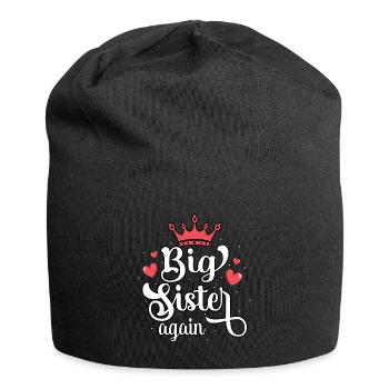 Pregnancy Announcement Big Sister Again Princess - Jersey Beanie - black - Front