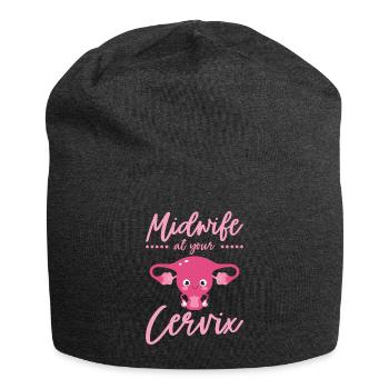 Midwife At Your Cervix Geburtshelfer Hebamme - Jersey-Beanie - Anthrazit - Vorne