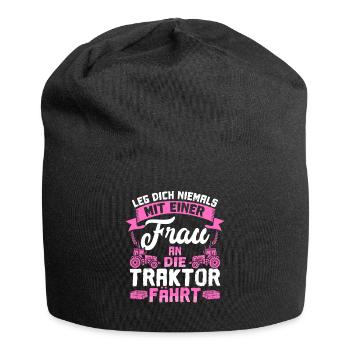 Frau Traktor Fahren Geschenk Trecker Bauernhof - Jersey-Beanie - Schwarz - Vorne