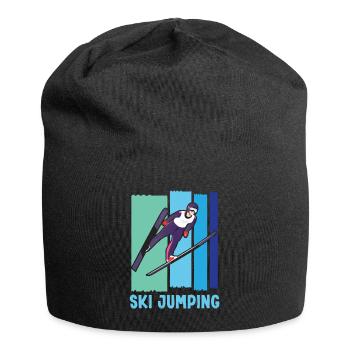 Ski Springen Skispringen - Jersey-Beanie - Schwarz - Vorne