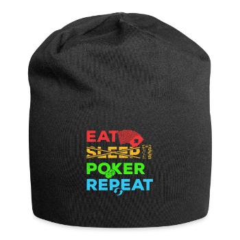 Poker Eat Sleep Poker Repeat Casino Glücksspiel - Jersey-Beanie - Schwarz - Vorne