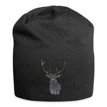 Hirsch Wapiti Hunts Animal Motif Imprint Animal Face - Jersey Beanie - black - Front
