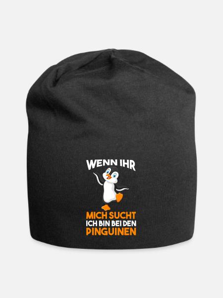 Ich bin bei den Pinguinen - Jersey-Beanie - Schwarz