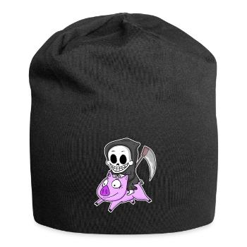 Faucheuse et Cochon - Bonnet en jersey - noir - Devant