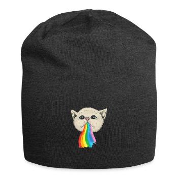 Regenbogen Kotzen shirt für Katzen Liebhaber - Jersey-Beanie - Anthrazit - Vorne