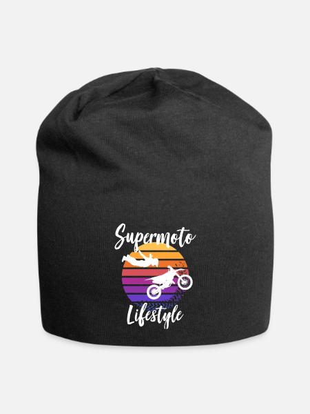 Motorcycle Supermoto Biker Lifestyle - Jersey Beanie - black