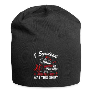 Survived 20 Years Marriage Hearts Valentines Day - Jersey-Beanie - Schwarz - Vorne