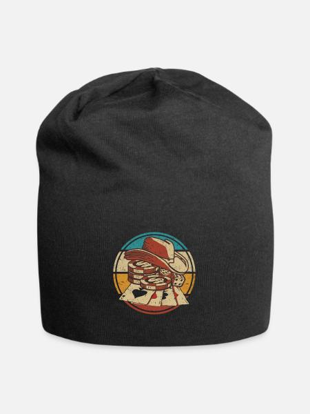 Cartes de poker Casino Jetons de poker Jouer Poker Retro - Bonnet en jersey - noir
