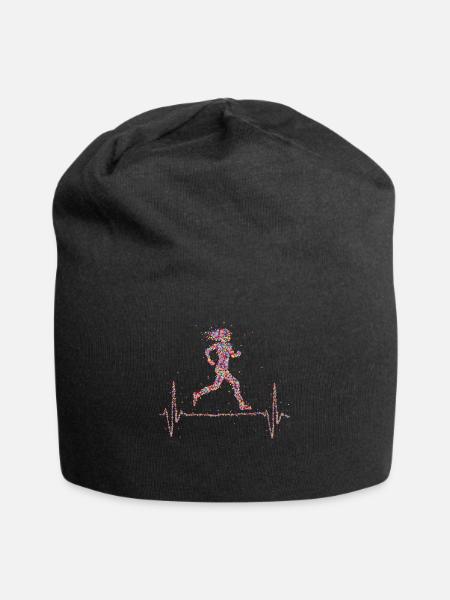 Joggen Herzschlag Läuferin Marathon - Jersey-Beanie - Schwarz