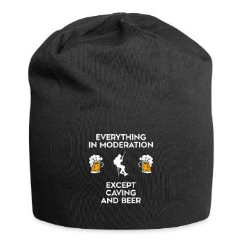 Spéléologie Spéléologie Potholing et bière - Bonnet en jersey - noir - Devant
