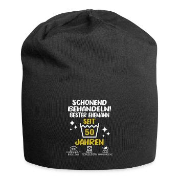 Goldene Hochzeit Ehemann 50 Hochzeitstag - Jersey-Beanie - Schwarz - Vorne