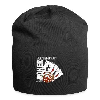 Les joueurs de poker sont facilement distraits par le poker et les chats - Bonnet en jersey - noir - Devant