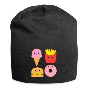 Nourriture amusante Nourriture mignonne - Bonnet en jersey - noir - Devant
