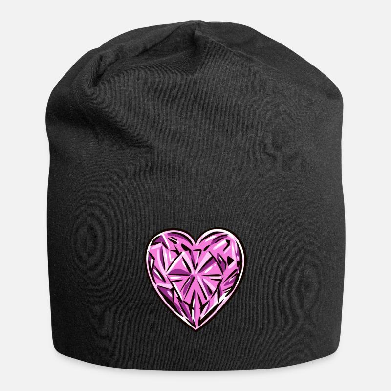 Diamant Edelstein - Jersey-Beanie - Schwarz