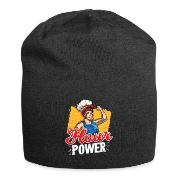 Flour Power Baking Pastry Chef Funny Baker - Jersey Beanie - charcoal grey - Front