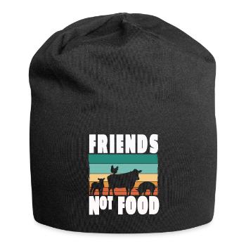Vegan Vegetarisch Friends not Food Tierschutz - Jersey-Beanie - Schwarz - Vorne