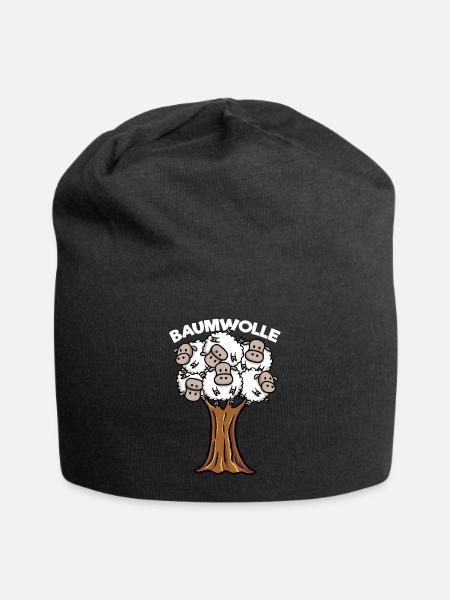 Baumwolle - Jersey-Beanie - Schwarz