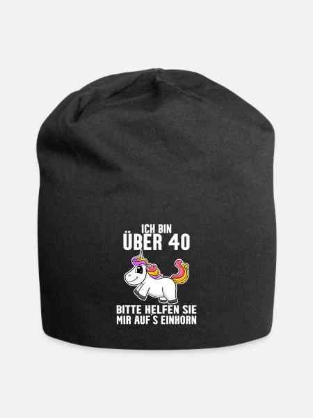 40. Geburtstag Frau 40 Jahre alt Einhorn Spruch - Jersey-Beanie - Schwarz