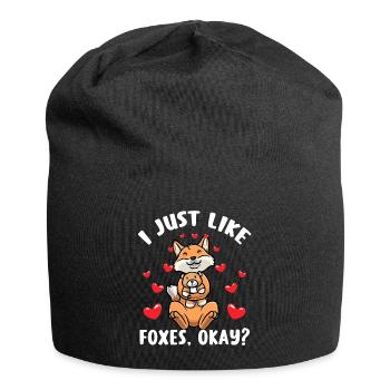 Kawaii Fuchs Kuscheltier Herz Fuchs - Jersey-Beanie - Schwarz - Vorne