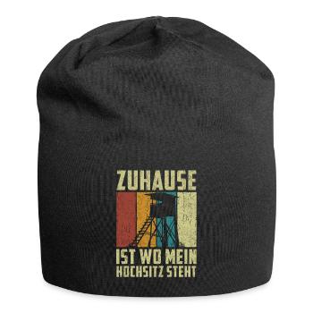 Zuhause ist wo mein Hochsitz steht - Jersey-Beanie - Schwarz - Vorne