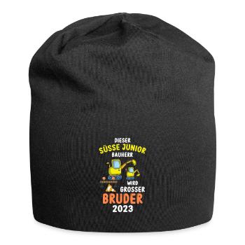Großer Bruder 2023 Junior Bauherr Bagger - Jersey-Beanie - Schwarz - Vorne
