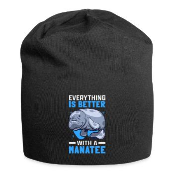Alles ist besser mit Seekühen Manati Seekuh - Jersey-Beanie - Schwarz - Vorne