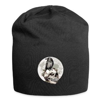 Raven Crow Motif Mythologie nordique - Bonnet en jersey - noir - Devant