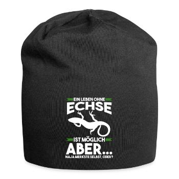 Terrarium Echse Echsen - Jersey-Beanie - Schwarz - Vorne