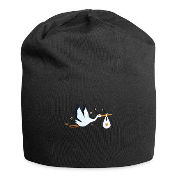 Storch Baby Valentinstag Baby Vogel - Jersey-Beanie - Schwarz - Vorne