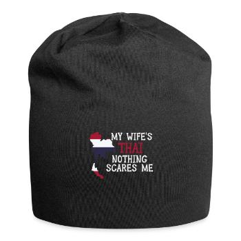 Nothing Scares Me Thailändische Ehefrau Thailand - Jersey-Beanie - Schwarz - Vorne