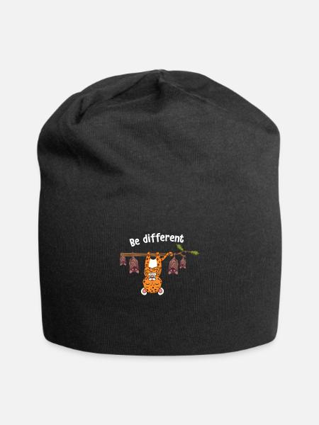 Be Different Sei Anders Gepard mit Fledermäusen - Jersey-Beanie - Schwarz