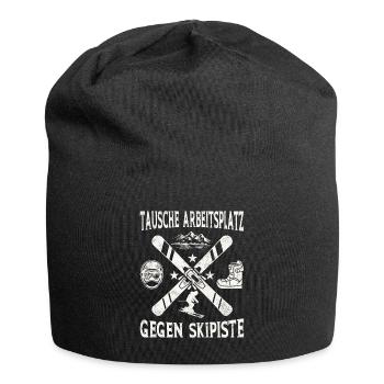 Tausche Arbeitsplatz gegen Skipiste - Jersey-Beanie - Schwarz - Vorne