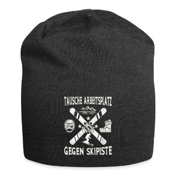 Tausche Arbeitsplatz gegen Skipiste - Jersey-Beanie - Anthrazit - Vorne