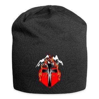Mountaineers Mountaineering Heart Fire Flame Mountains - Jersey Beanie - black - Front