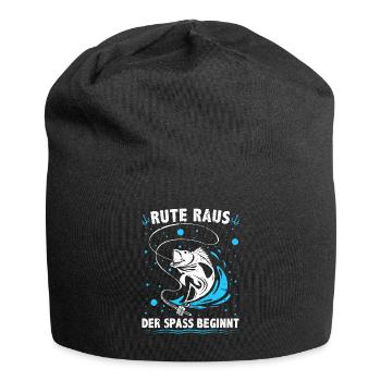 Angeln Rute raus der Spaß beginnt Hobbyangeln - Jersey-Beanie - Schwarz - Vorne
