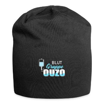 Blutgruppe Ouzo Schnaps Griechenland Saufen - Jersey-Beanie - Schwarz - Vorne