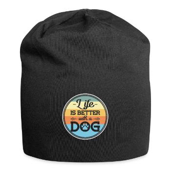 Patte de chien La vie est meilleure avec une patte de chien - Bonnet en jersey - noir - Devant
