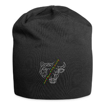 Bulle und Bär die Tiere der Börse und der Aktien - Jersey-Beanie - Schwarz - Vorne
