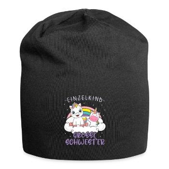 Einzelkind Große Schwester Einhorn - Jersey-Beanie - Schwarz - Vorne